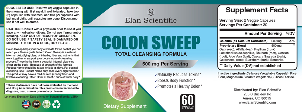 Elan Scientific Ultra Colon Sweep Supplement Facts