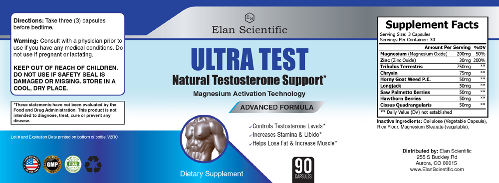 Elan Scientific Ultra Test Supplement Facts